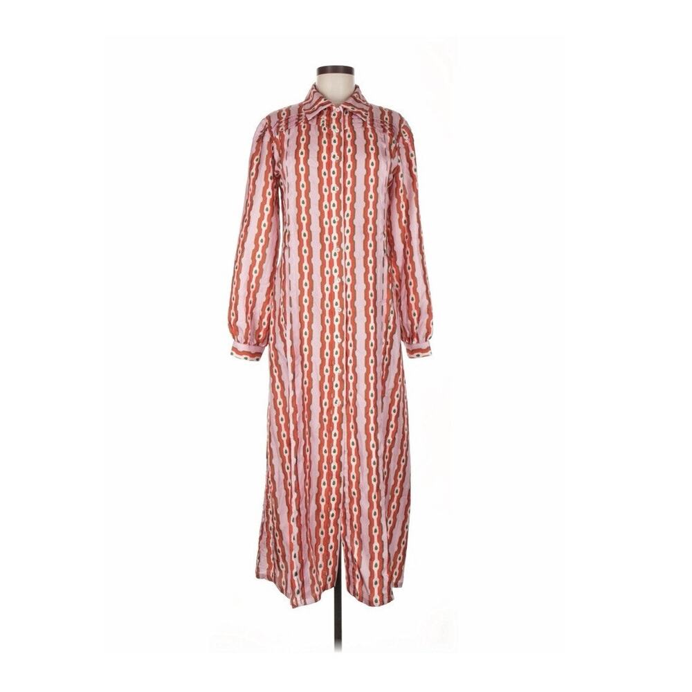 Lisou Alina Silk Twill Red Printed Shirt Dress US 8 NO BELT